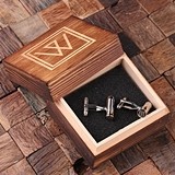 Monogrammed Engraved Bullet Cuff Links in Wood Gift-Box