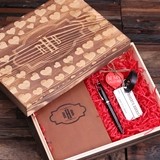 Valentine's Day Gift-Set with Journal, Pen and Luggage Tag in Wood Box