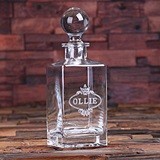 Personalized Glass Whiskey Decanter with Engraved Oval Flourish Design