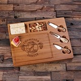 Personalized Bamboo-Wood Cutting Board/Serving Tray with Cheese Tools