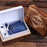 Personalized Tie Clip, Silk Tie, Pocket Square & Cuff Links (3 Styles)