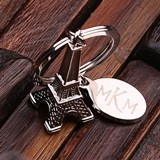 Monogrammed Stainless Steel Eiffel Tower Keychain in Optional Wood Box