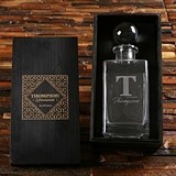Personalized Whiskey Decanter Groomsmen Gift in Black Finish Wood Box