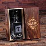 Personalized Whiskey Decanter with Domed Stopper in Wood Gift Box