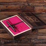 Personalized Felt Journal, Pen and Keepsake Wood Box Set (12 Colors)