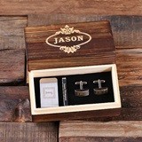 Personalized Money Clip, Tie Clip and Cuff Links in Wood Gift-Box