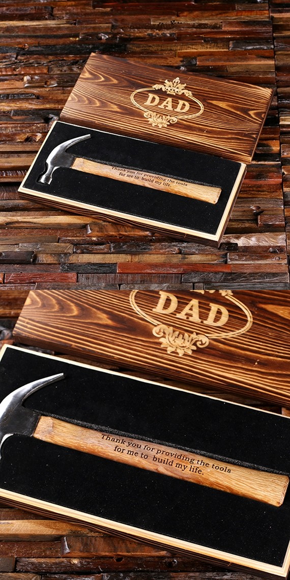 Personalized Carpenter Hammer with Engraved Wood Gift-Box