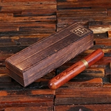 Personalized Merbau Wood Cigar Holder and Keepsake Wood Box Set