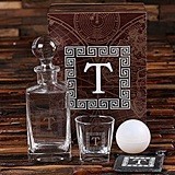 Monogrammed Whiskey Decanter, Glass, Slate Coaster and Ice Ball Maker