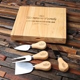 Personalized Cheese Serving Tray/Cutting Board with Four Cheese Tools