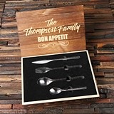 Personalized 24 pc Stainless-Steel Cutlery Set in Keepsake Wooden Box