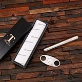 Personalized Cigar Cutter and Holder in Wood Gift-Box Groomsmen Gift