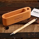 Personalized Black-Walnut or Maple Wood Pen and Business Card Holder