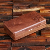 Monogrammed Walnut-Wood Compact Mirror and Felt-Lined Jewelry/Ring Box