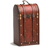 Chateau: 2 Bottle Antique-Look Treasure Chest Wood Wine Box by Twine