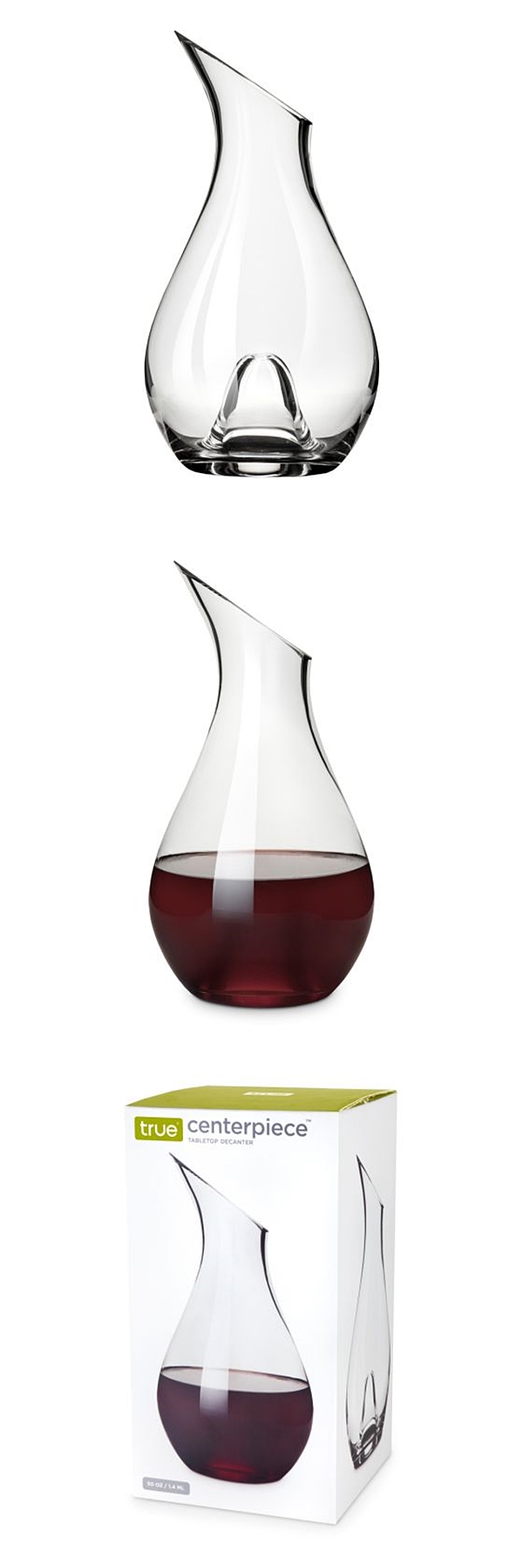 Centerpiece: 50oz Tabletop Glass Decanter with Hourgalss Shape by True