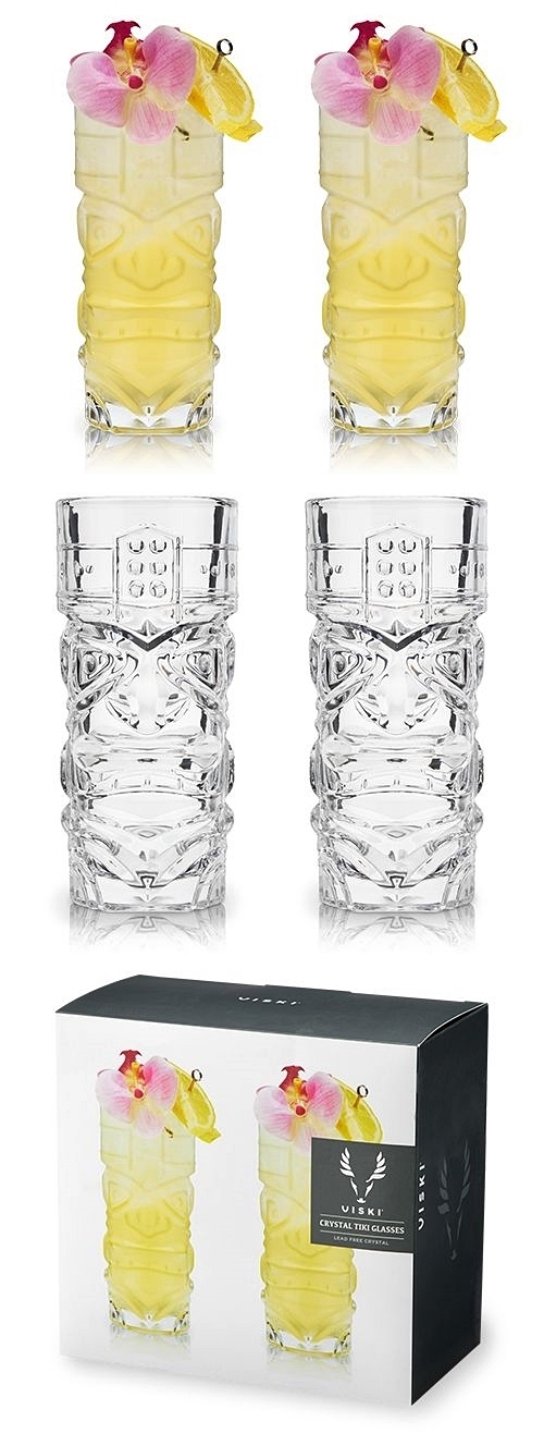 Crystal Tiki Highball Cocktail Glasses by VISKI (Set of 2)