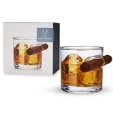 Lead-Free Crystal Rocks Glass with Built-In Cigar Rest by VISKI