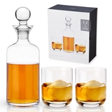 Modern 44oz Liquor Decanter and Two 12oz Lowball Tumblers Set by VISKI