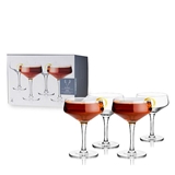 Modern Silhouette Angled Crystal Coupe Glasses by VISKI (Set of 4)