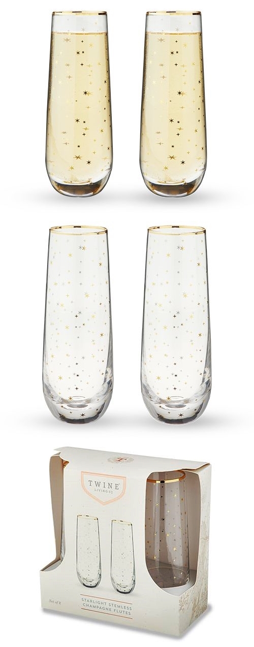 Starlight Stemless Champagne Flutes by Twine Living (Set of 2)