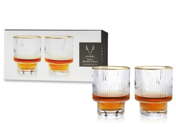 Meridian Gold-Rimmed Crystal 12oz Tumblers by VISKI (Set of 2)