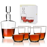 Lead-Free-Glass 36oz Liquor Decanter and 4 Tumblers Gift Set by True