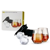 Tapered 12oz Whiskey Glasses and Ice Spheres Tray Set by True