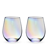 Rainbow Luster Finish Stemless Wine Glasses by Twine (Set of 2)