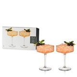 Meridian: Gold-Rimmed Crystal 8oz Coupe Glasses by VISKI (Set of 2)