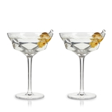 Seneca Faceted Lead-Free Crystal Martini Glasses by VISKI (Set of 2)