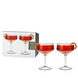 Admiral: Cross-Hatch Crystal 7oz Coupe Glasses by VISKI (Set of 2)