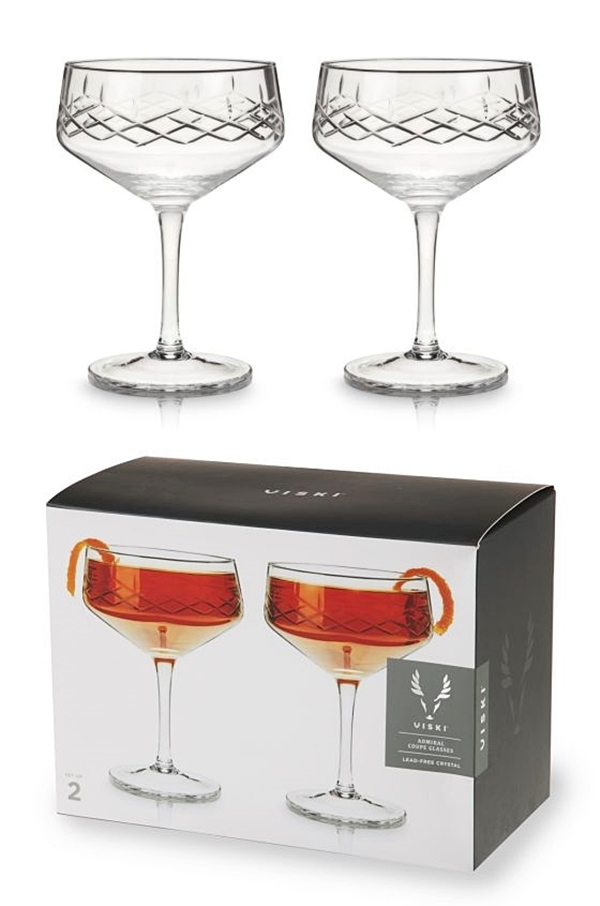 Viski Angled Crystal Coupe Glasses - 7 oz