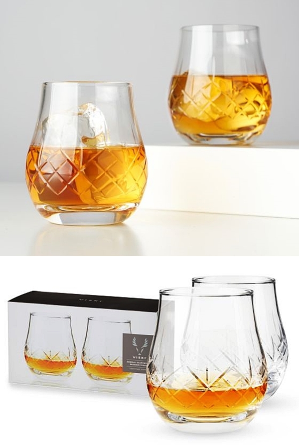 Admiral Heavyweight Cross-Hatch Bourbon Glasses by Viski (Set of 2)