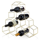 10-Bottle Gold-Plated Geometric Honeycomb Design Wine Rack by VISKI