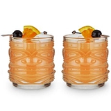 Tiki Double-Old-Fashioned 12oz Crystal Tumblers by VISKI (Set of 2)