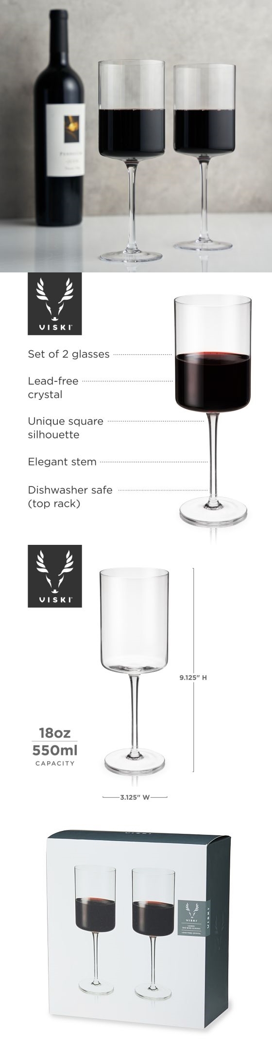 Viski Laurel Red Wine Glasses