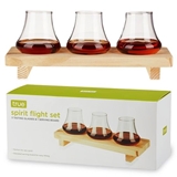 Spirit Flight Set with Wooden Serving Board and 3 Tasting Glasses by True
