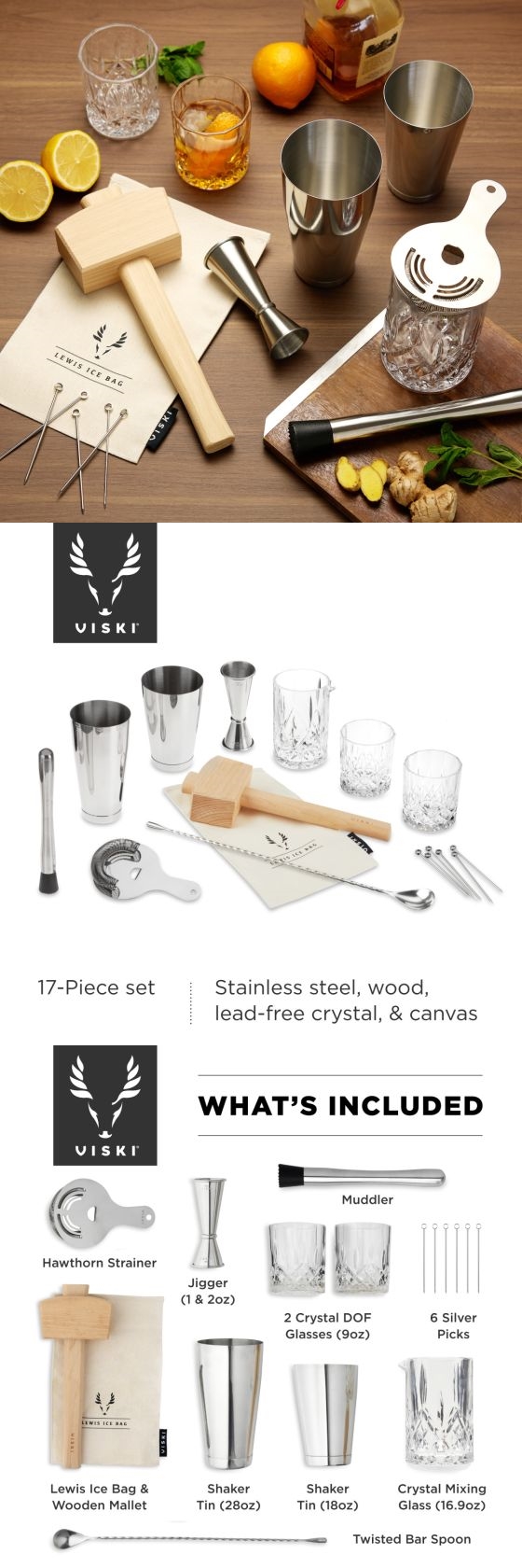 Professional-Quality 17-Piece Ultimate Bar Essentials Kit by VISKI