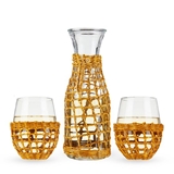 Seagrass-Wrapped 'Island' Carafe & Stemless Wine Glasses Set by Twine