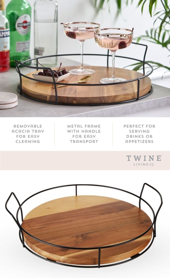 Modern Manor: Acacia-Wood Cocktail Serving Tray by Twine Living