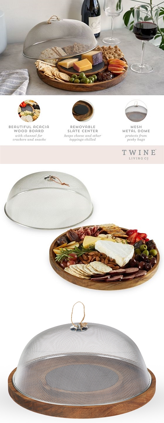 Modern Manor: Slate & Acacia-Wood Cheese Board w/ Dome by Twine Living