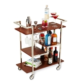 "Harrison" Three-Tiered Wood and Stainless-Steel Bar Cart by VISKI