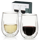 Double-Walled Insulated Stemless Wine Glasses by VISKI (Set of 2)