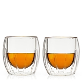 Double-Walled Spirits Glasses with Decorative Etching by VISKI (Set of 2)