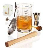 Mixologist 5-Piece Bar Set with Recipe Mixing Glass by True