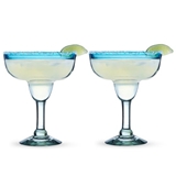 Segunda Vida Blue-Rimmed Margarita Glasses by Twine Living (Set of 2)