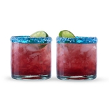 Segunda Vida Blue-Rimmed Short Tumblers by Twine Living (Set of 2)