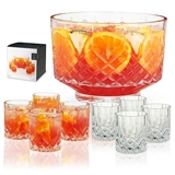Admiral Lead-Free Crystal Punch Bowl with 8 Tumblers by VISKI