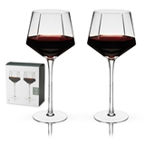 Seneca Faceted Diamond Design Wine Glasses by VISKI (Set of 2)